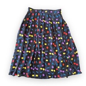 ModCloth Pleated Circle Skirt Cherries Print Women’s Size 4 Rockabilly Twirl Sm‎